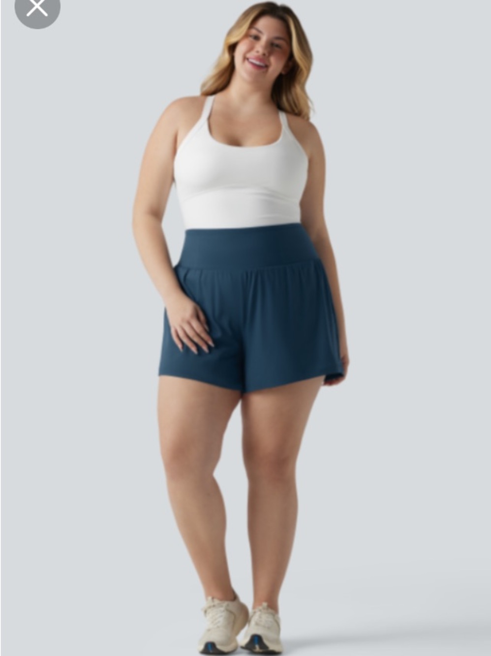 HALARA High-Waist Athletic Yoga double-layer Shorts in Majolica Blue